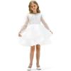 imageK KomForme Mary Jane Shoes with Low Heel Rhinestones Princess Flats Dress Pump Shoes for Little KidBig KidIvory White