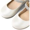 imageK KomForme Mary Jane Shoes with Low Heel Rhinestones Princess Flats Dress Pump Shoes for Little KidBig KidIvory White