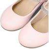 imageK KomForme Mary Jane Shoes with Low Heel Rhinestones Princess Flats Dress Pump Shoes for Little KidBig KidLight Pink