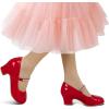 imageK KomForme Mary Jane Shoes with Low Heel Rhinestones Princess Flats Dress Pump Shoes for Little KidBig KidRed
