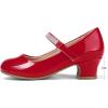 imageK KomForme Mary Jane Shoes with Low Heel Rhinestones Princess Flats Dress Pump Shoes for Little KidBig KidRed