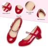 imageK KomForme Mary Jane Shoes with Low Heel Rhinestones Princess Flats Dress Pump Shoes for Little KidBig KidRed
