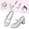 imageK KomForme Mary Jane Shoes with Low Heel Rhinestones Princess Flats Dress Pump Shoes for Little KidBig KidSilver Glitter