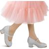 imageK KomForme Mary Jane Shoes with Low Heel Rhinestones Princess Flats Dress Pump Shoes for Little KidBig KidSilver Glitter