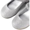 imageK KomForme Mary Jane Shoes with Low Heel Rhinestones Princess Flats Dress Pump Shoes for Little KidBig KidSilver Glitter