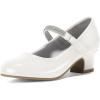 imageK KomForme Mary Jane Shoes with Low Heel Rhinestones Princess Flats Dress Pump Shoes for Little KidBig KidWhite