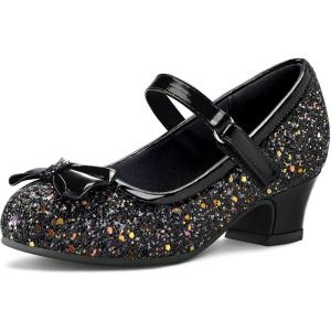 imageK KomForme Girls Dress Shoes Mary Jane Glitter 15 in Low Heel Wedding Party Princess Shoes for ToddlerLittleBig KidsBlack