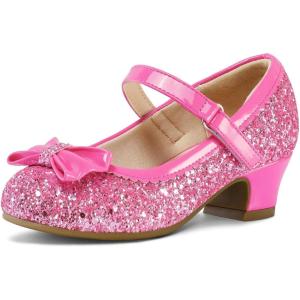 imageK KomForme Girls Dress Shoes Mary Jane Glitter 15 in Low Heel Wedding Party Princess Shoes for ToddlerLittleBig KidsCandy Pink