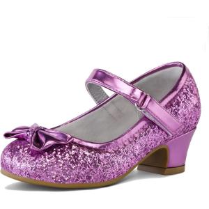 imageK KomForme Girls Dress Shoes Mary Jane Glitter 15 in Low Heel Wedding Party Princess Shoes for ToddlerLittleBig KidsPurple