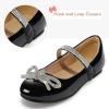 imageK KomForme Girls Bow Mary Jane Dress Shoes Ballet Princess Flats with Rhinestone Strap for Party Wedding School ToddlerLittle KidBig KidBlack