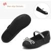 imageK KomForme Girls Bow Mary Jane Dress Shoes Ballet Princess Flats with Rhinestone Strap for Party Wedding School ToddlerLittle KidBig KidBlack Glitter