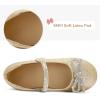 imageK KomForme Girls Bow Mary Jane Dress Shoes Ballet Princess Flats with Rhinestone Strap for Party Wedding School ToddlerLittle KidBig KidGold Glitter