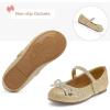 imageK KomForme Girls Bow Mary Jane Dress Shoes Ballet Princess Flats with Rhinestone Strap for Party Wedding School ToddlerLittle KidBig KidGold Glitter