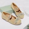 imageK KomForme Girls Bow Mary Jane Dress Shoes Ballet Princess Flats with Rhinestone Strap for Party Wedding School ToddlerLittle KidBig KidGold Glitter
