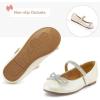 imageK KomForme Girls Bow Mary Jane Dress Shoes Ballet Princess Flats with Rhinestone Strap for Party Wedding School ToddlerLittle KidBig KidIvory