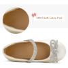 imageK KomForme Girls Bow Mary Jane Dress Shoes Ballet Princess Flats with Rhinestone Strap for Party Wedding School ToddlerLittle KidBig KidIvory