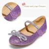 imageK KomForme Girls Bow Mary Jane Dress Shoes Ballet Princess Flats with Rhinestone Strap for Party Wedding School ToddlerLittle KidBig KidPurple Glitter
