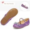 imageK KomForme Girls Bow Mary Jane Dress Shoes Ballet Princess Flats with Rhinestone Strap for Party Wedding School ToddlerLittle KidBig KidPurple Glitter
