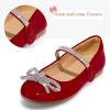 imageK KomForme Girls Bow Mary Jane Dress Shoes Ballet Princess Flats with Rhinestone Strap for Party Wedding School ToddlerLittle KidBig KidRed