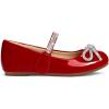 imageK KomForme Girls Bow Mary Jane Dress Shoes Ballet Princess Flats with Rhinestone Strap for Party Wedding School ToddlerLittle KidBig KidRed