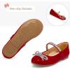 imageK KomForme Girls Bow Mary Jane Dress Shoes Ballet Princess Flats with Rhinestone Strap for Party Wedding School ToddlerLittle KidBig KidRed