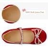 imageK KomForme Girls Bow Mary Jane Dress Shoes Ballet Princess Flats with Rhinestone Strap for Party Wedding School ToddlerLittle KidBig KidRed