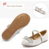 imageK KomForme Girls Bow Mary Jane Dress Shoes Ballet Princess Flats with Rhinestone Strap for Party Wedding School ToddlerLittle KidBig KidSilver Glitter