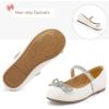 imageK KomForme Girls Bow Mary Jane Dress Shoes Ballet Princess Flats with Rhinestone Strap for Party Wedding School ToddlerLittle KidBig KidWhite