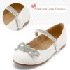 imageK KomForme Girls Bow Mary Jane Dress Shoes Ballet Princess Flats with Rhinestone Strap for Party Wedding School ToddlerLittle KidBig KidWhite