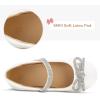 imageK KomForme Girls Bow Mary Jane Dress Shoes Ballet Princess Flats with Rhinestone Strap for Party Wedding School ToddlerLittle KidBig KidWhite