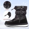 imageK KomForme Kids Snow Boots for Boys Girls Toddler Winter Outdoor Boots Waterproof with Fur Lined ToddlerLittle KidBig KidBlack Pearl Cloth