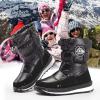 imageK KomForme Kids Snow Boots for Boys Girls Toddler Winter Outdoor Boots Waterproof with Fur Lined ToddlerLittle KidBig KidBlack Pearl Cloth