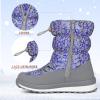 imageK KomForme Kids Snow Boots for Boys Girls Toddler Winter Outdoor Boots Waterproof with Fur Lined ToddlerLittle KidBig KidSpider Print Blue