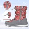 imageK KomForme Kids Snow Boots for Boys Girls Toddler Winter Outdoor Boots Waterproof with Fur Lined ToddlerLittle KidBig KidSpider Print Red