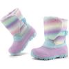imageK KomForme Waterproof Girls Snow Boots with Faux Fur Lining Warm Winter Shoes for Kids ToddlerLittle KidBig KidGradient Glitter