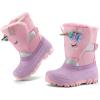 imageK KomForme Waterproof Girls Snow Boots with Faux Fur Lining Warm Winter Shoes for Kids ToddlerLittle KidBig KidPink Unicorn
