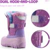 imageK KomForme Waterproof Girls Snow Boots with Faux Fur Lining Warm Winter Shoes for Kids ToddlerLittle KidBig KidPurple Unicorn