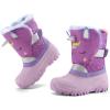 imageK KomForme Waterproof Girls Snow Boots with Faux Fur Lining Warm Winter Shoes for Kids ToddlerLittle KidBig KidPurple Unicorn