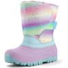 imageK KomForme Waterproof Girls Snow Boots with Faux Fur Lining Warm Winter Shoes for Kids ToddlerLittle KidBig KidGradient Glitter