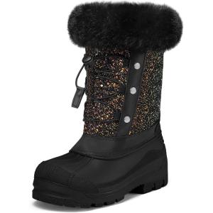 imageK KomForme Boys ampamp Girls Snow Boots Insulated Fur Lined Warm AntiSlip Waterproof Winter Boot ToddlerLittle KidBig KidBlack Glitter