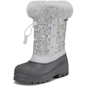 imageK KomForme Boys ampamp Girls Snow Boots Insulated Fur Lined Warm AntiSlip Waterproof Winter Boot ToddlerLittle KidBig KidSilver