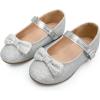 imageK KomForme Girls Ballet Flats NonSlip Soft Mary Jane Walking Party Dress Shoes for ToddlerLittle KidBig KidSilver Glitter