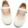 imageK KomForme Girls Ballet Flats NonSlip Soft Mary Jane Walking Party Dress Shoes for ToddlerLittle KidBig KidWhite Heart