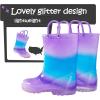 imageK KomForme Girls Rain BootsKids Glitter Waterproof Boots with Easyon HandlesGradient Purple