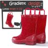 imageK KomForme Girls Rain BootsKids Glitter Waterproof Boots with Easyon HandlesRed