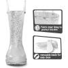 imageK KomForme Girls Rain BootsKids Glitter Waterproof Boots with Easyon HandlesSilver