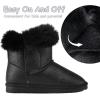 imageK KomForme Girls Snow Boots Warm Fur Lined Glitter Strap Winter Shoes Lightweight with HookandloopToddlerLittle KidsBig KidsBlack