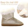 imageK KomForme Girls Snow Boots Warm Fur Lined Glitter Strap Winter Shoes Lightweight with HookandloopToddlerLittle KidsBig KidsNew Golden