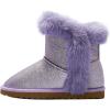 imageK KomForme Girls Snow Boots Warm Fur Lined Glitter Strap Winter Shoes Lightweight with HookandloopToddlerLittle KidsBig KidsNew Purple