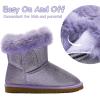 imageK KomForme Girls Snow Boots Warm Fur Lined Glitter Strap Winter Shoes Lightweight with HookandloopToddlerLittle KidsBig KidsNew Purple